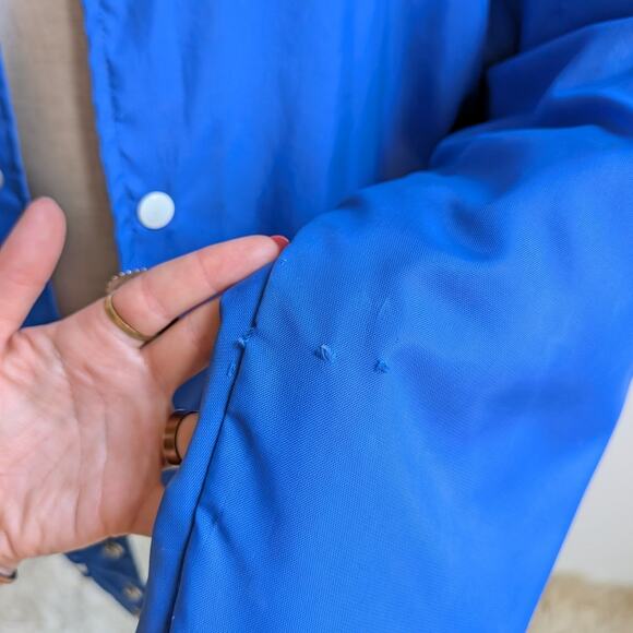 Vintage Blue Varsity Bomber Jacket Preppy Liberty Drill Team Sporty Coat Medium - Picture 15 of 16